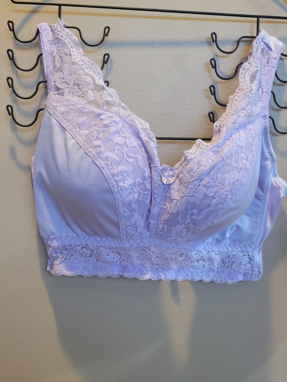 Rhonda Shear Lilac Lace Bralette with Wide Band